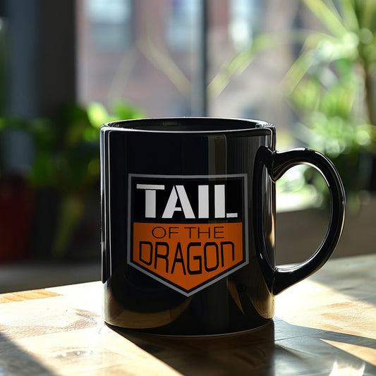 Tail of the Dragon Shield | Black Glossy Mug