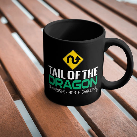 Tail of the Dragon Crest | Black Glossy Mug