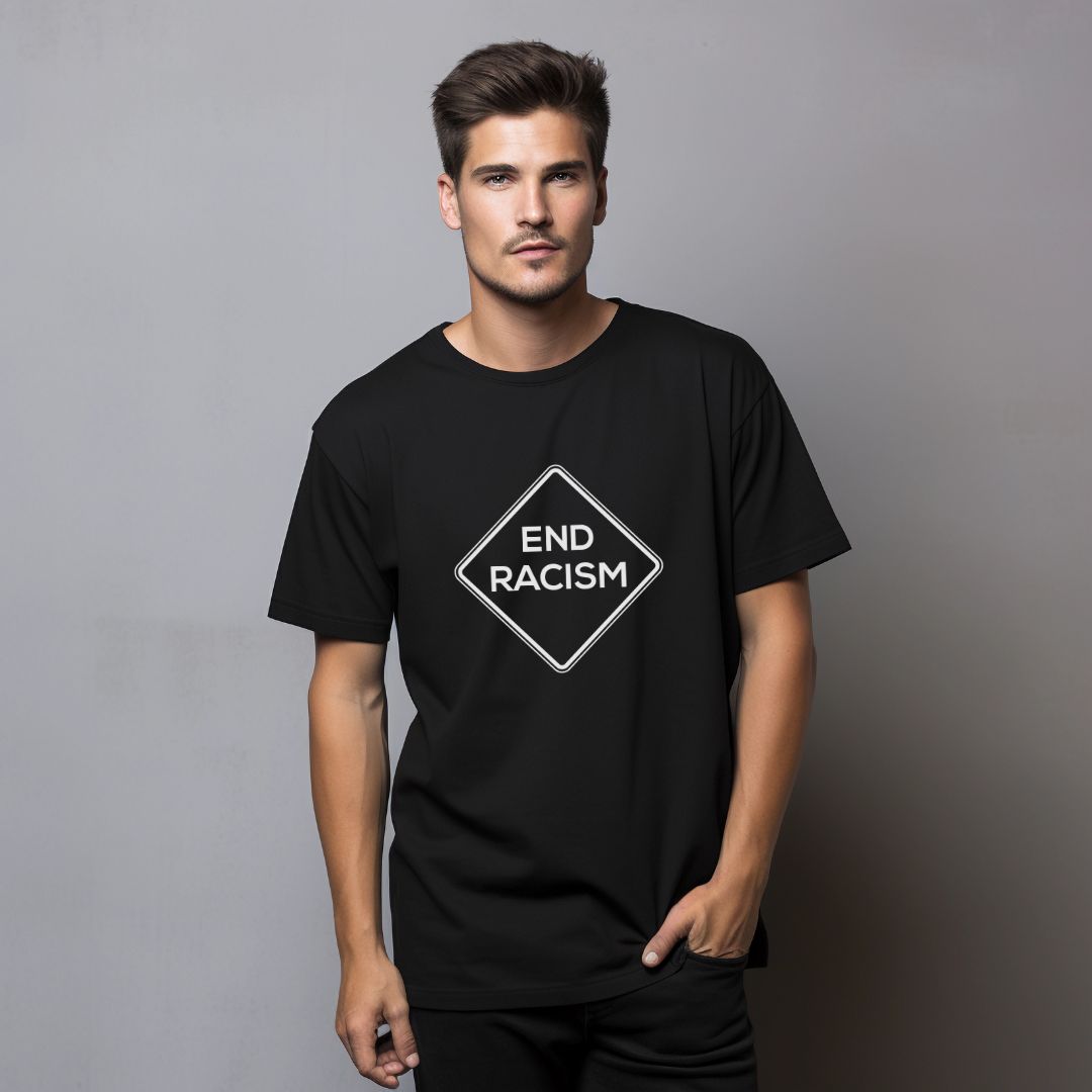 End Racism | White Text Strong Tee