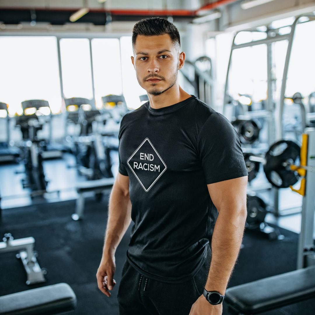 End Racism | White Text Strong Tee