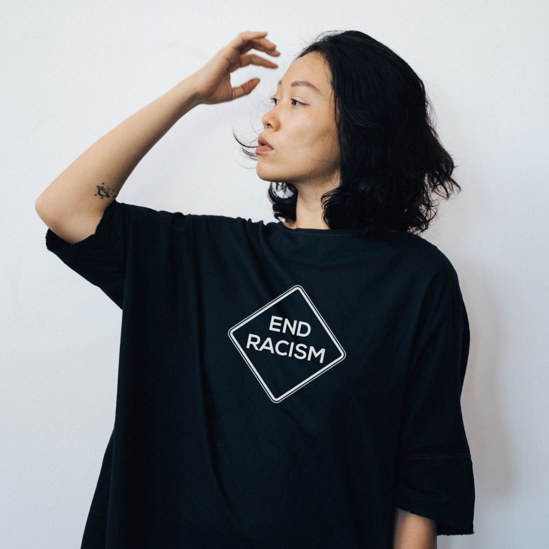 End Racism | White Text Strong Tee