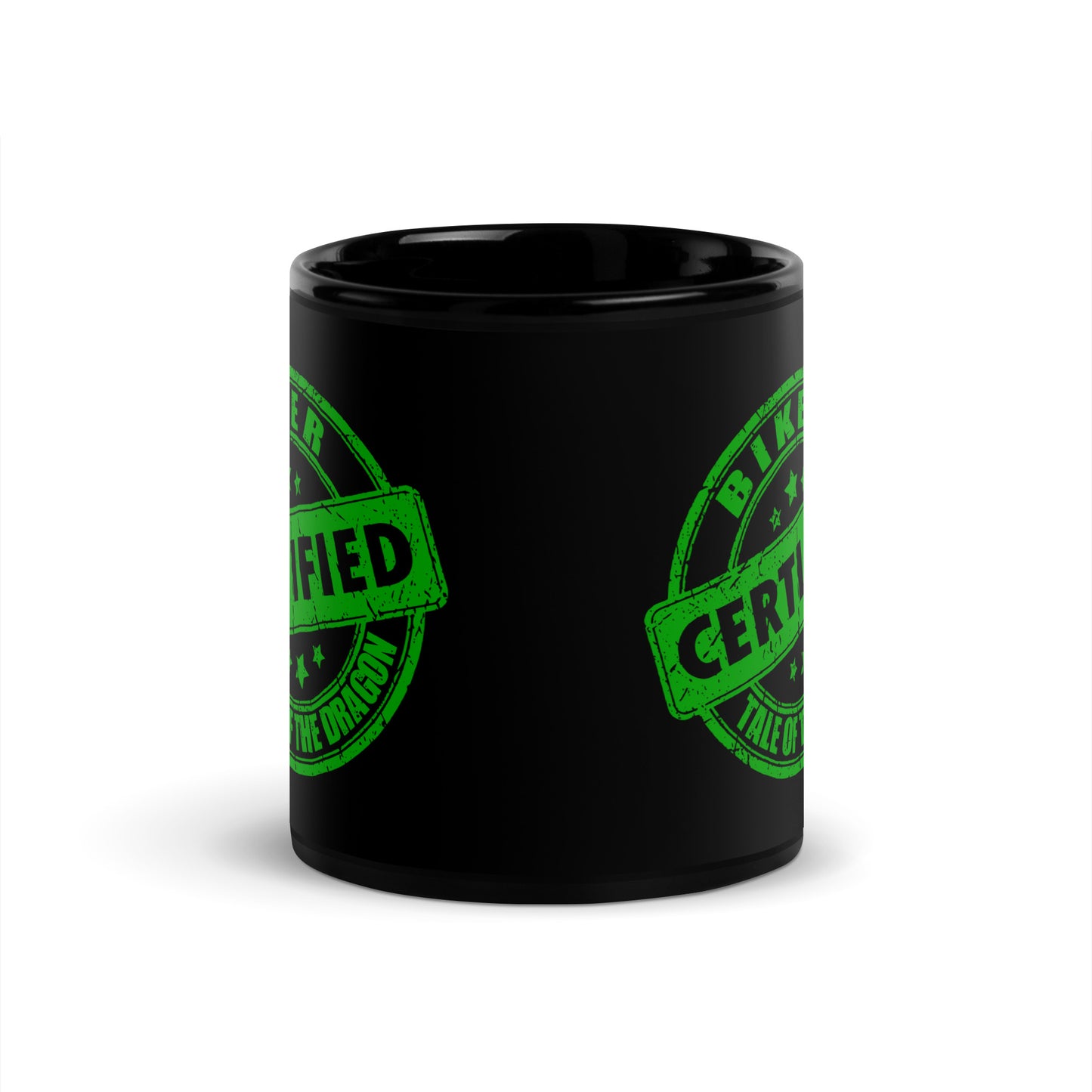 Tail Of The Dragon BIKER, Black Glossy Mug