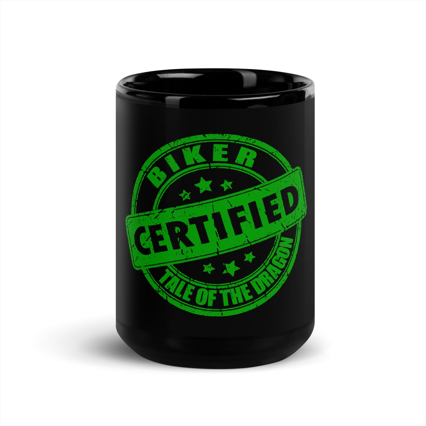 Tail Of The Dragon BIKER, Black Glossy Mug