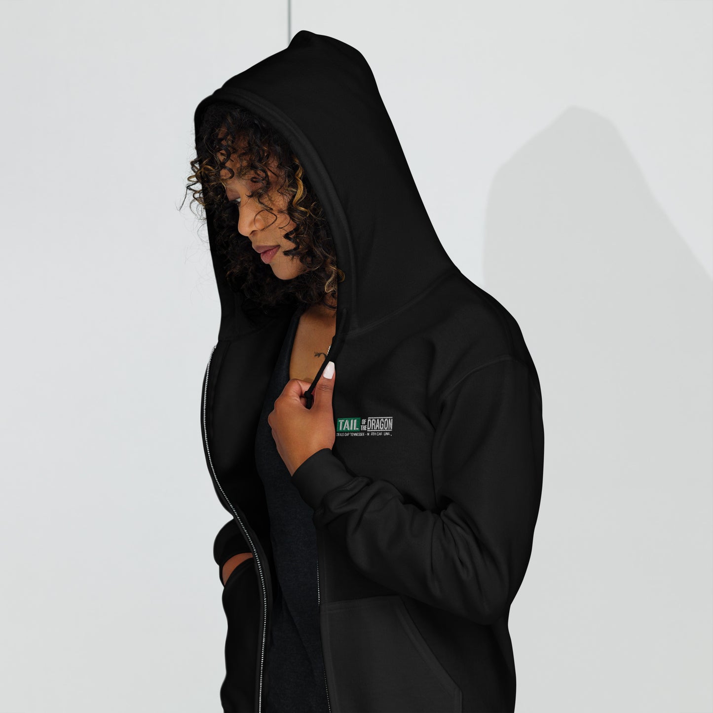 Tail Of The Dragon , Embroidered Unisex heavy blend zip hoodie